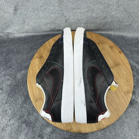 Nike Blazer Low 77 Shoes Womens Size 7.5 Black Leather Rainbow Stitch DJ6000-001 - Picture 6 of 9